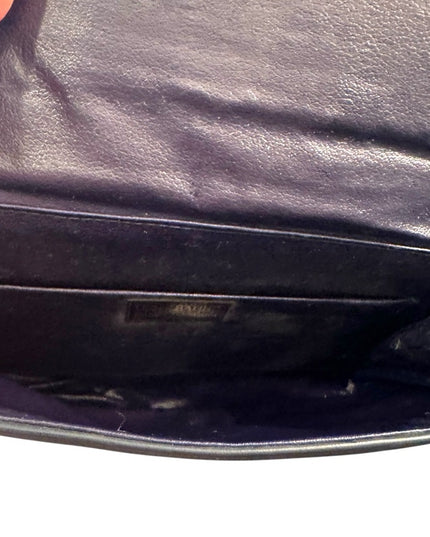 Luxury Ushy Bauer Blue and Gold Women's Leather Shoulder Bag