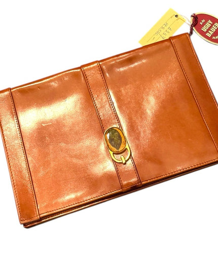 Ushy Bauer Vintage Stunning Tan Leather Shoulder Handbag Clutch NWT