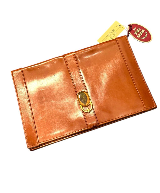 Ushy Bauer Vintage Stunning Tan Leather Shoulder Handbag Clutch NWT