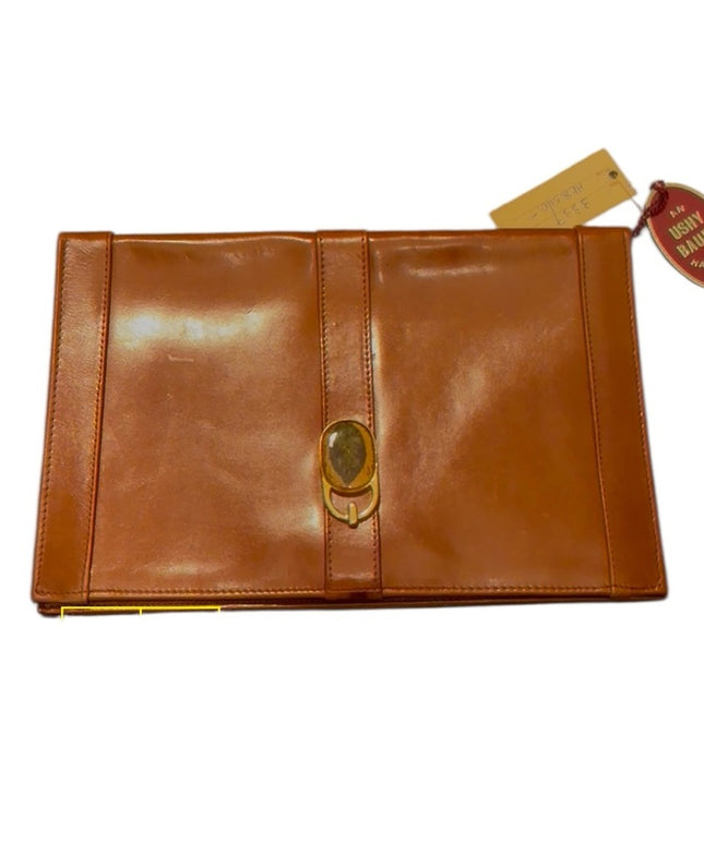 Ushy Bauer Vintage Stunning Tan Leather Shoulder Handbag Clutch NWT