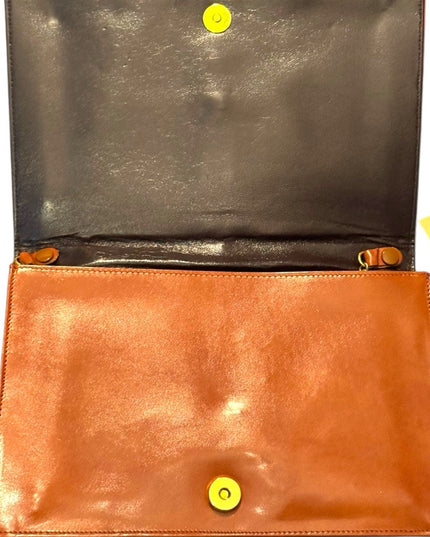 Ushy Bauer Vintage Stunning Tan Leather Shoulder Handbag Clutch NWT