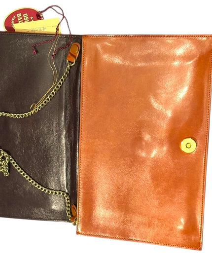 Ushy Bauer Vintage Stunning Tan Leather Shoulder Handbag Clutch NWT