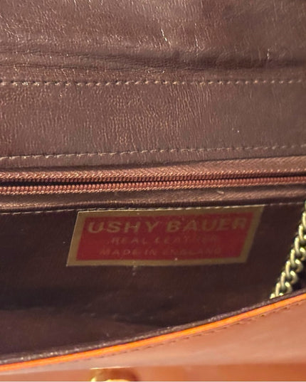 Ushy Bauer Vintage Stunning Tan Leather Shoulder Handbag Clutch NWT