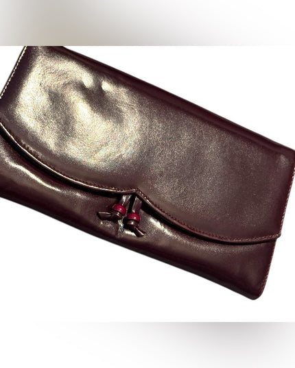 Elegant Vintage Leather Burgundy Clutch