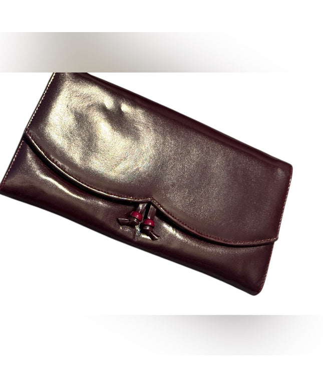 Elegant Vintage Leather Burgundy Clutch