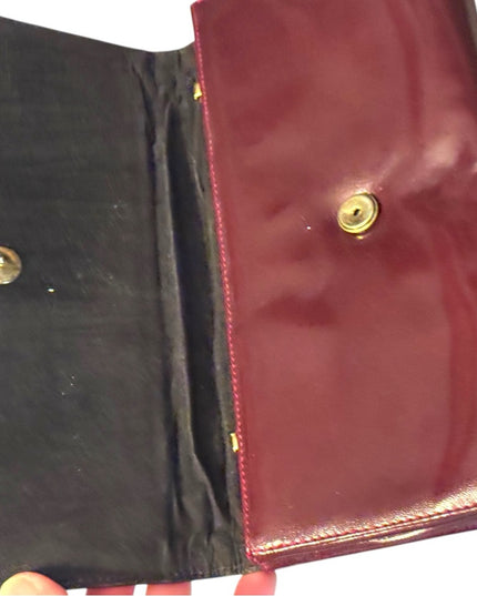 Elegant Vintage Leather Burgundy Clutch