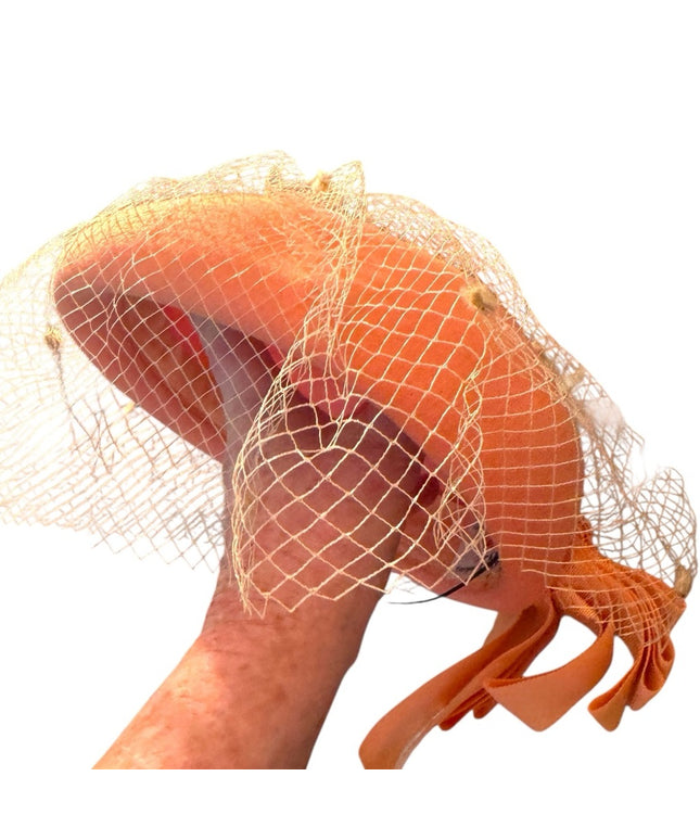 Elegant Vintage Eatons Peach Hat Felt with Netting