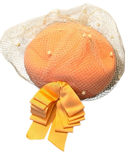 Elegant Vintage Eatons Peach Hat Felt with Netting