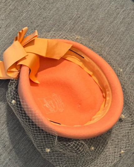 Elegant Vintage Eatons Peach Hat Felt with Netting