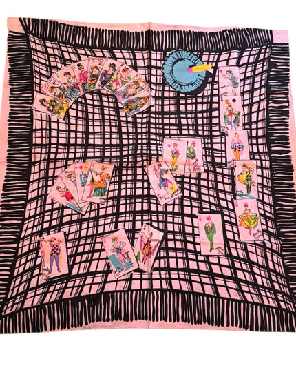 Antique Hard A Port Cut A Plug Playing Cards Ladies Colorful RARE SILK Scarf