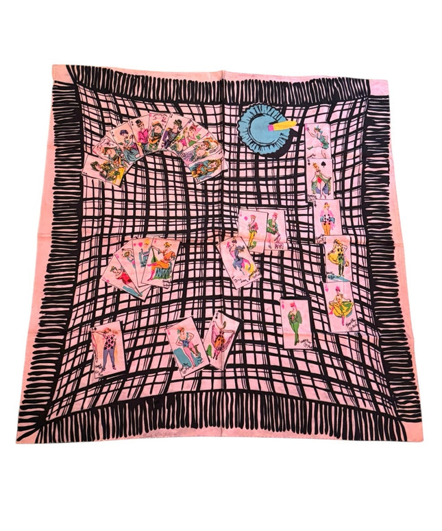 Antique Hard A Port Cut A Plug Playing Cards Ladies Colorful RARE SILK Scarf