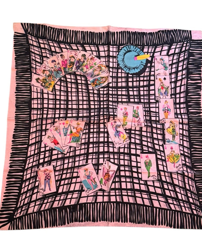 Antique Hard A Port Cut A Plug Playing Cards Ladies Colorful RARE SILK Scarf