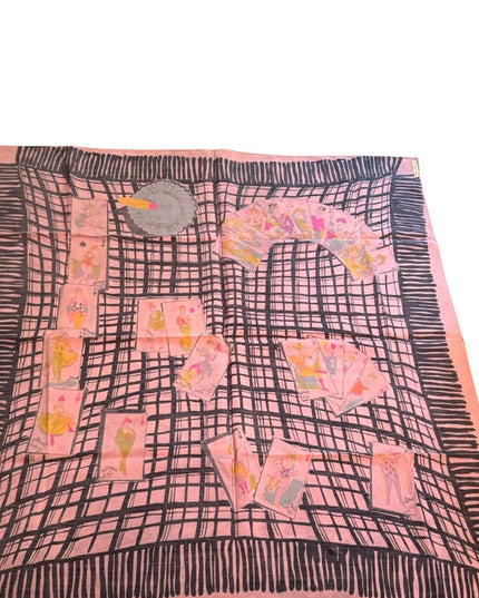 Antique Hard A Port Cut A Plug Playing Cards Ladies Colorful RARE SILK Scarf