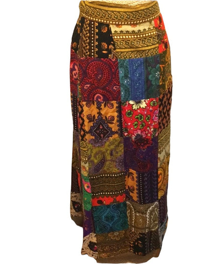 Vintage Angora Patchwork France Creeds Wrap skirt BOHO