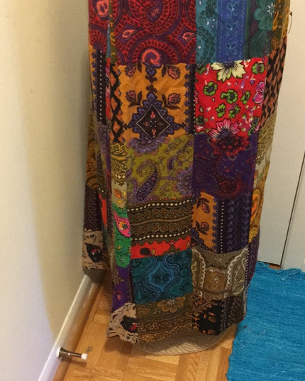 Vintage Angora Patchwork France Creeds Wrap skirt BOHO