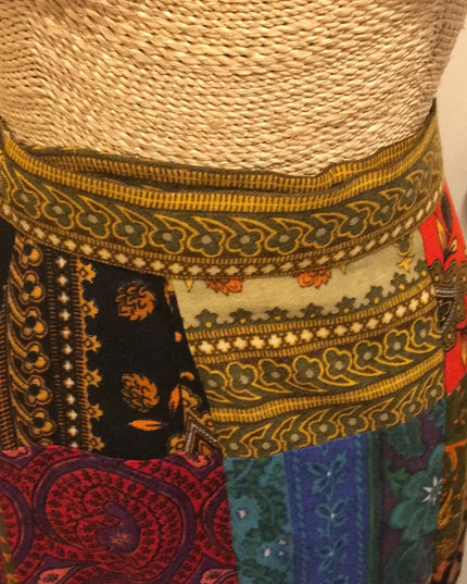 Vintage Angora Patchwork France Creeds Wrap skirt BOHO
