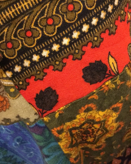 Vintage Angora Patchwork France Creeds Wrap skirt BOHO