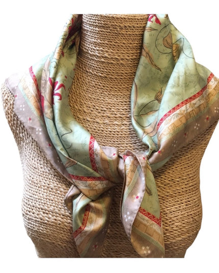 - Nina Ricci Paris SILK scarf green flower beauty