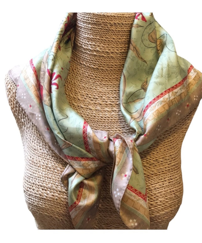 - Nina Ricci Paris SILK scarf green flower beauty