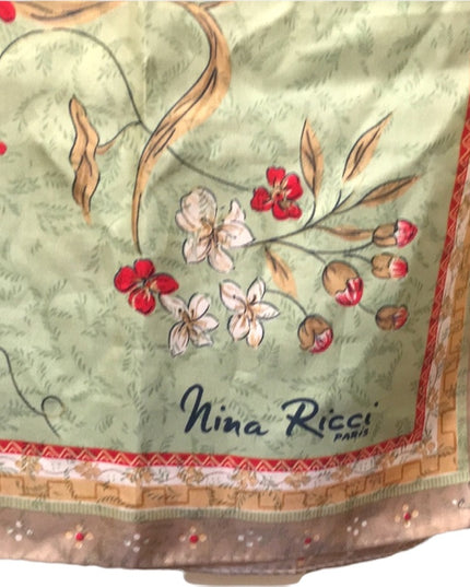 - Nina Ricci Paris SILK scarf green flower beauty