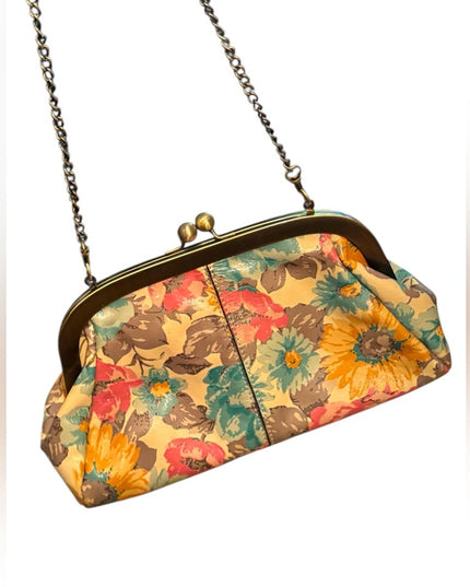 Patricia Nash Leather Floral Watercolor Flowers Colorful  Chain Strap Clutch