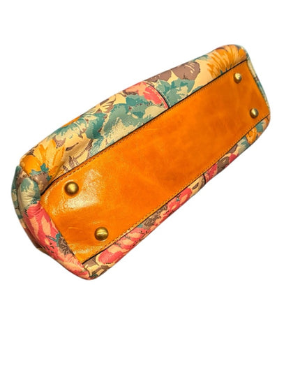 Patricia Nash Leather Floral Watercolor Flowers Colorful  Chain Strap Clutch