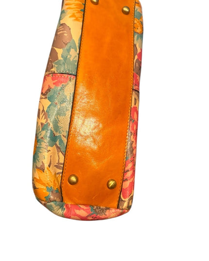 Patricia Nash Leather Floral Watercolor Flowers Colorful  Chain Strap Clutch