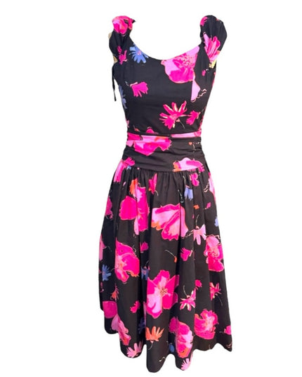 Vintage Laura Ashley Tea party summer spring dress SZ 8 pink flowers