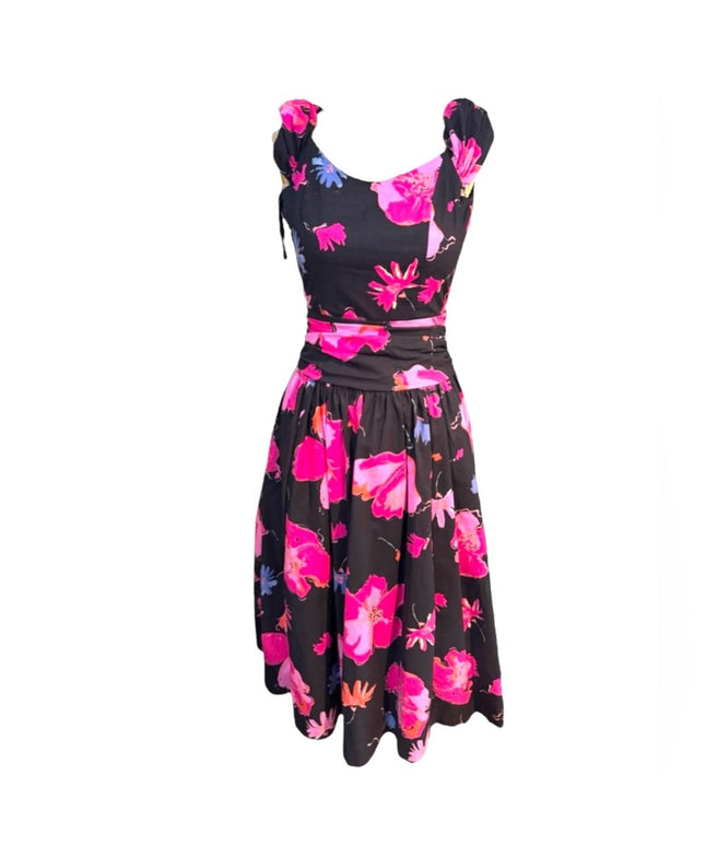 Vintage Laura Ashley Tea party summer spring dress SZ 8 pink flowers