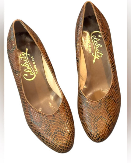 Handmade Vintage Brown Snakeskin Celebrity  Women Shoes