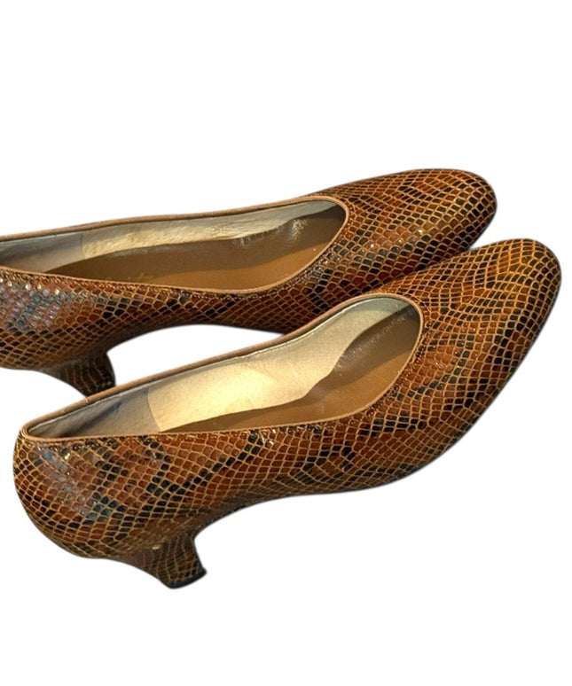 Handmade Vintage Brown Snakeskin Celebrity  Women Shoes