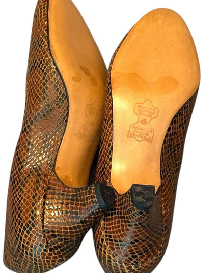 Handmade Vintage Brown Snakeskin Celebrity  Women Shoes