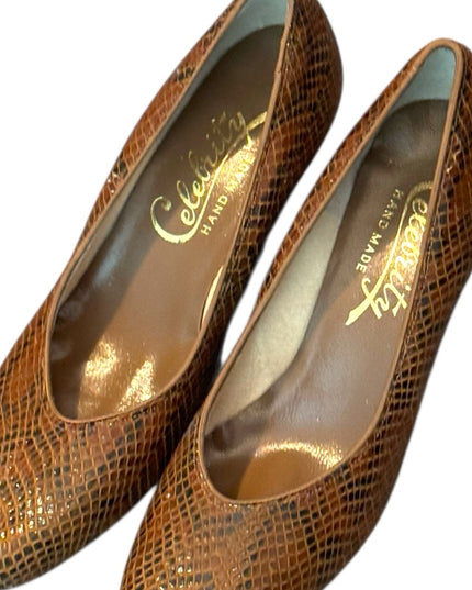 Handmade Vintage Brown Snakeskin Celebrity  Women Shoes