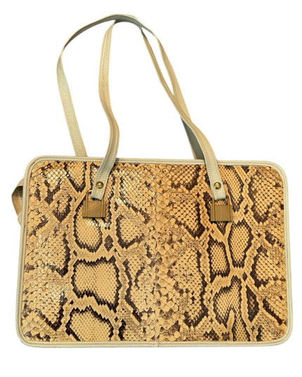 Vintage Leather & Snakeskin Pattern Tote Purse HOBO Bag BOROS