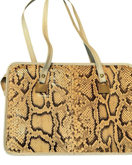 Vintage Leather & Snakeskin Pattern Tote Purse HOBO Bag BOROS
