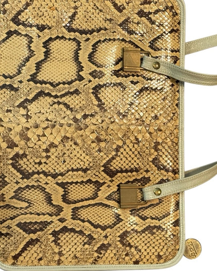 Vintage Leather & Snakeskin Pattern Tote Purse HOBO Bag BOROS