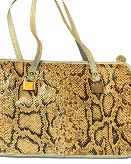 Vintage Leather & Snakeskin Pattern Tote Purse HOBO Bag BOROS