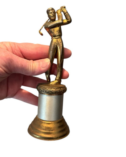 Antique 1920s Art Deco Gold Brass Golf Trophy