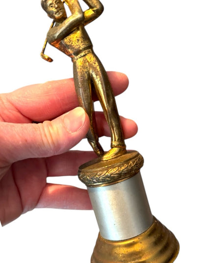 Antique 1920s Art Deco Gold Brass Golf Trophy