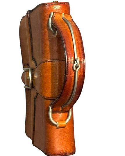 Vintage High Quality Brown Leather Handbag With Metal hardware