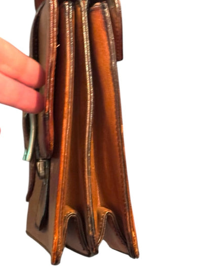 Vintage High Quality Brown Leather Handbag With Metal hardware