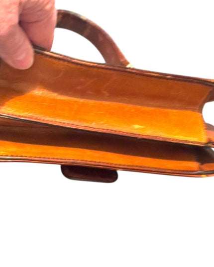 Vintage High Quality Brown Leather Handbag With Metal hardware