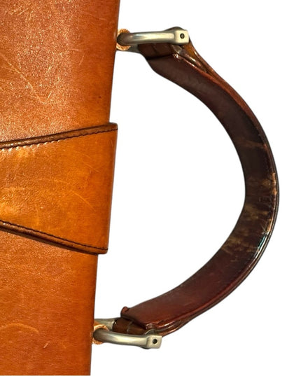 Vintage High Quality Brown Leather Handbag With Metal hardware