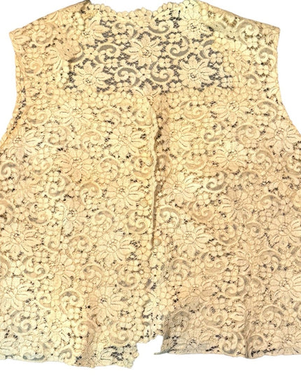Antique 1930s cream lace  top white beige sleeveless evening cocktail blouse