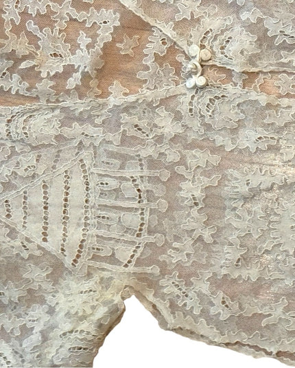 Elegant Antique Cream Lace Women Top 1920s Flapper Boudoir