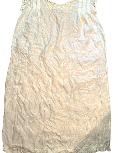 Lovely Antique Late 1800s Silk Cream Sleeveless slip under dress crochet collar