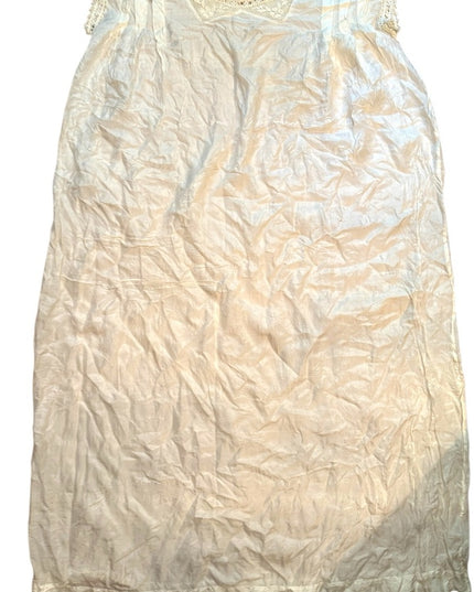 Lovely Antique Late 1800s Silk Cream Sleeveless slip under dress crochet collar