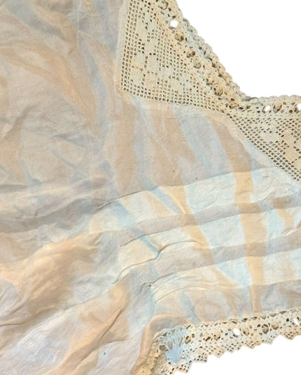 Lovely Antique Late 1800s Silk Cream Sleeveless slip under dress crochet collar