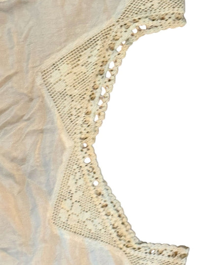 Lovely Antique Late 1800s Silk Cream Sleeveless slip under dress crochet collar