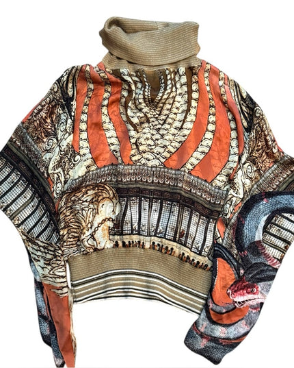 Class Roberto Cavalli Elegant SILK Black Label Blouse Turtle neck NWOT